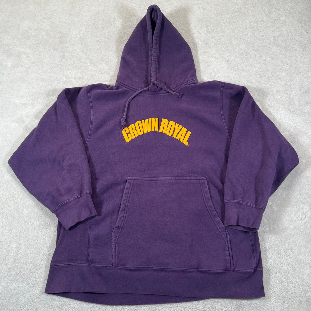 Vintage MV Sport Pro-Weave Crown Royal Purple Embroidered Hoodie Mens Size Large